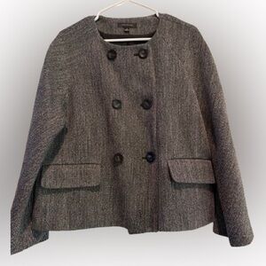 Ann Taylor Black and White Textured Fabric Jacket/Blazer 14